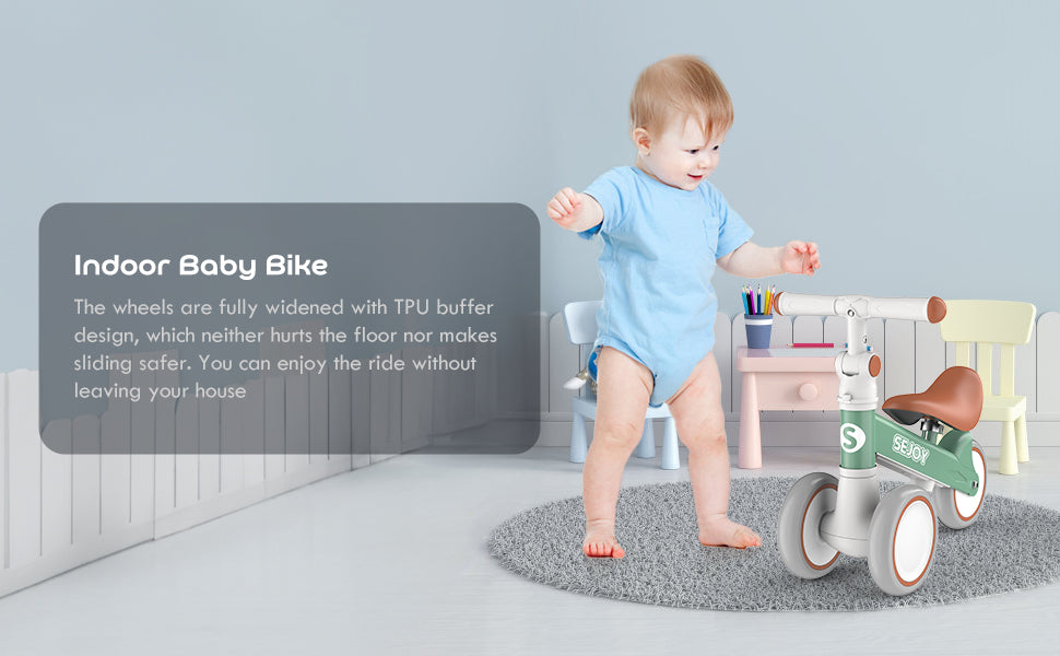 SEJOY Baby Balance Bike 4 Wheels Toddler Walker Bicycle