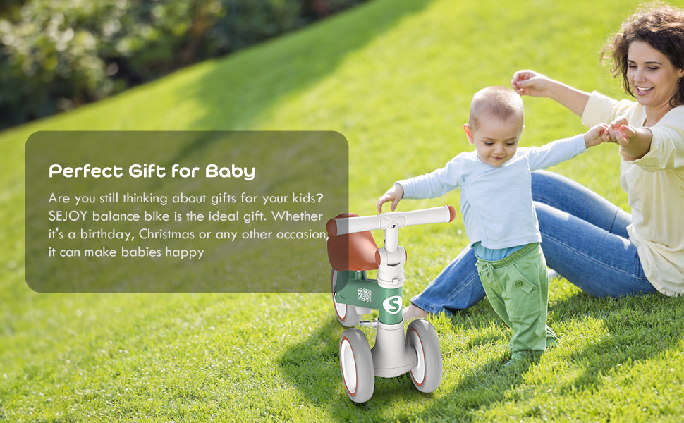 SEJOY Baby Balance Bike 4 Wheels Toddler Walker Bicycle