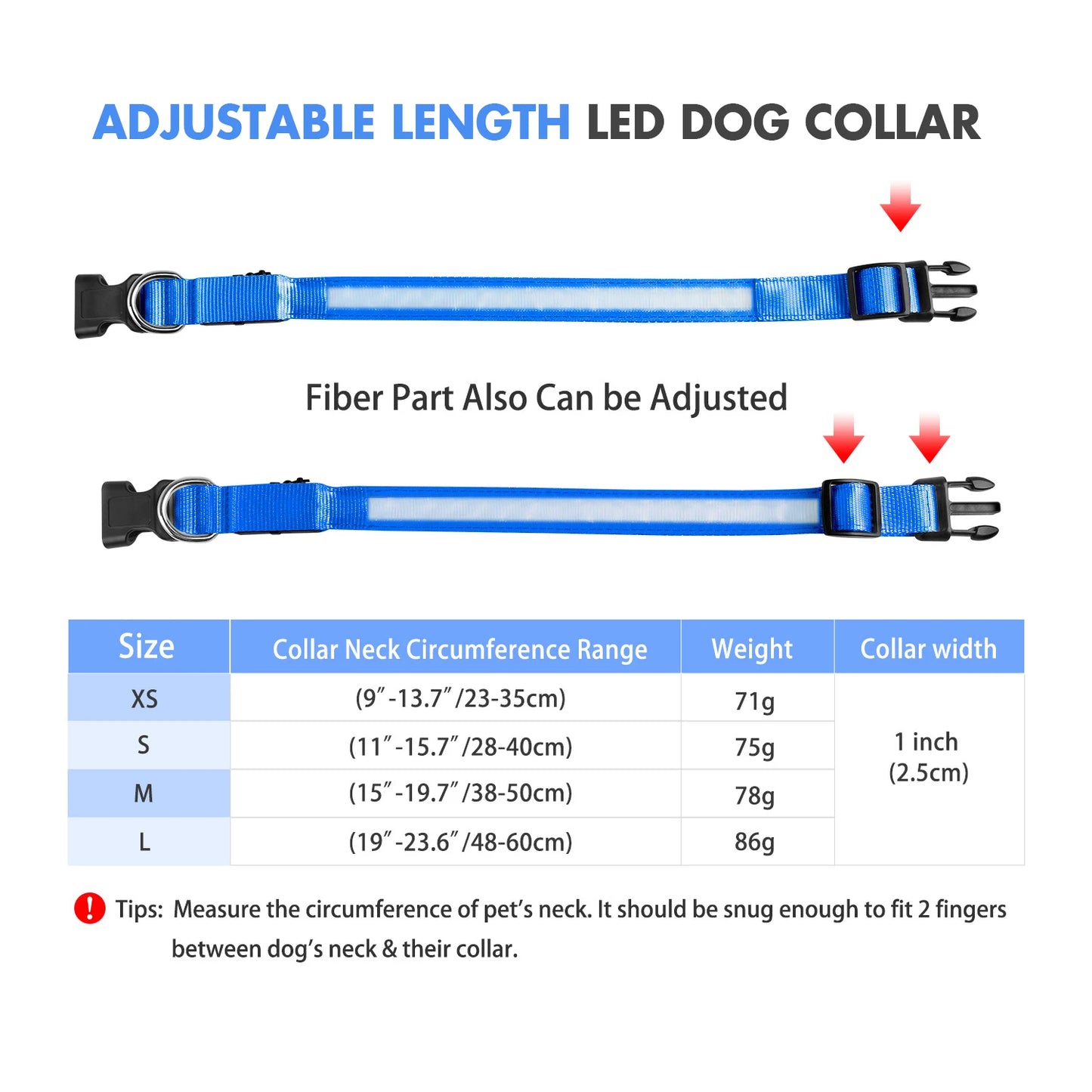 MASBRILL Dog Collar Luminous Pet Supplies Dog Collar Waterpoof Safety Collars dropship No Logo