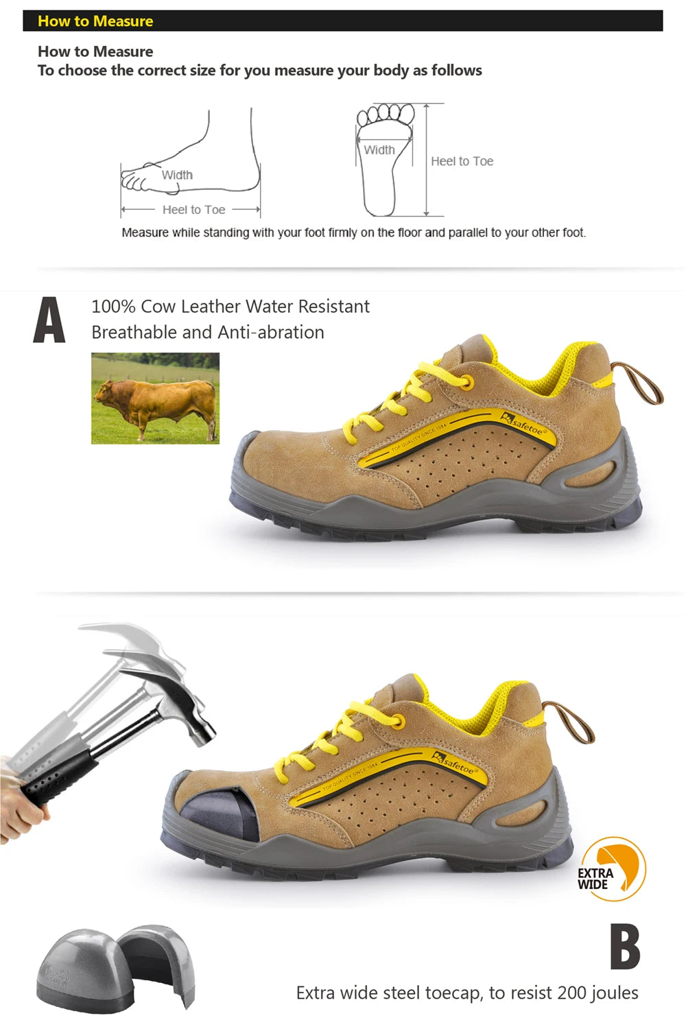 SAFETOE Mens Safety Shoes Breathable Sports With Steel