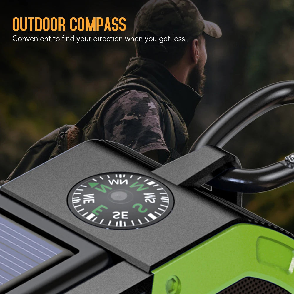 Portable Emergency Solar Hand Crank Radio 5000mAh Power Bank Cranker Flash Light Camping Radio