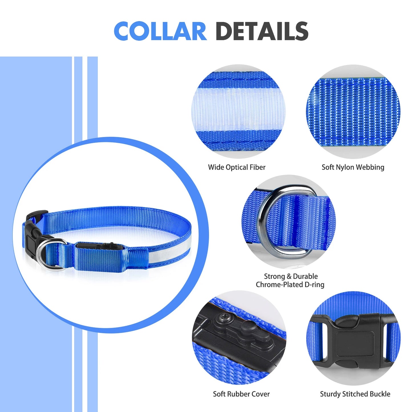 MASBRILL Dog Collar Luminous Pet Supplies Dog Collar Waterpoof Safety Collars dropship No Logo
