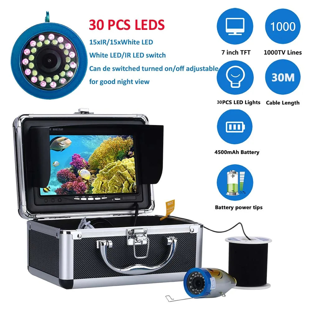 7" Inch 30M 1000TVL Fish Finder Underwater Fishing Camera