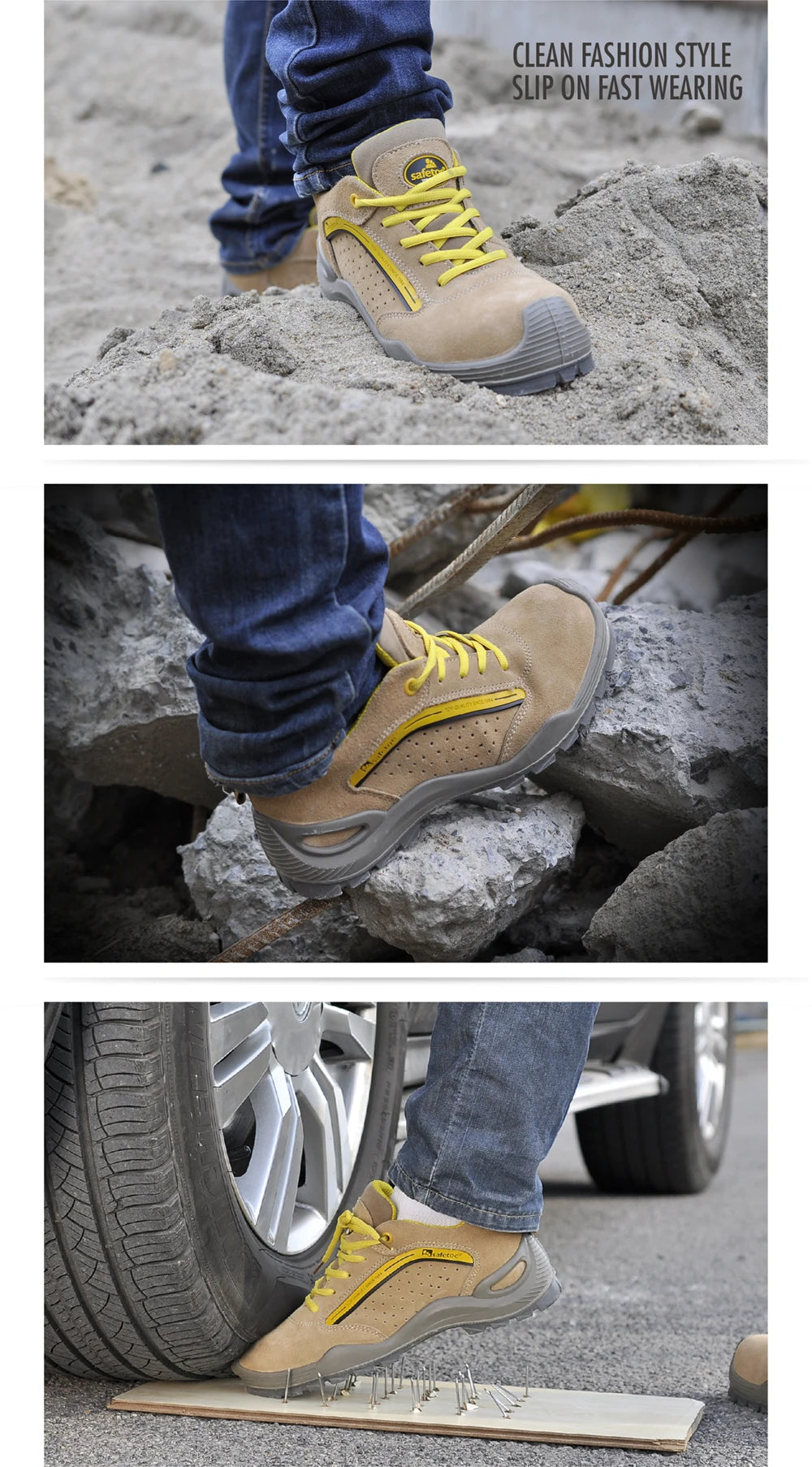 SAFETOE Mens Safety Shoes Breathable Sports With Steel