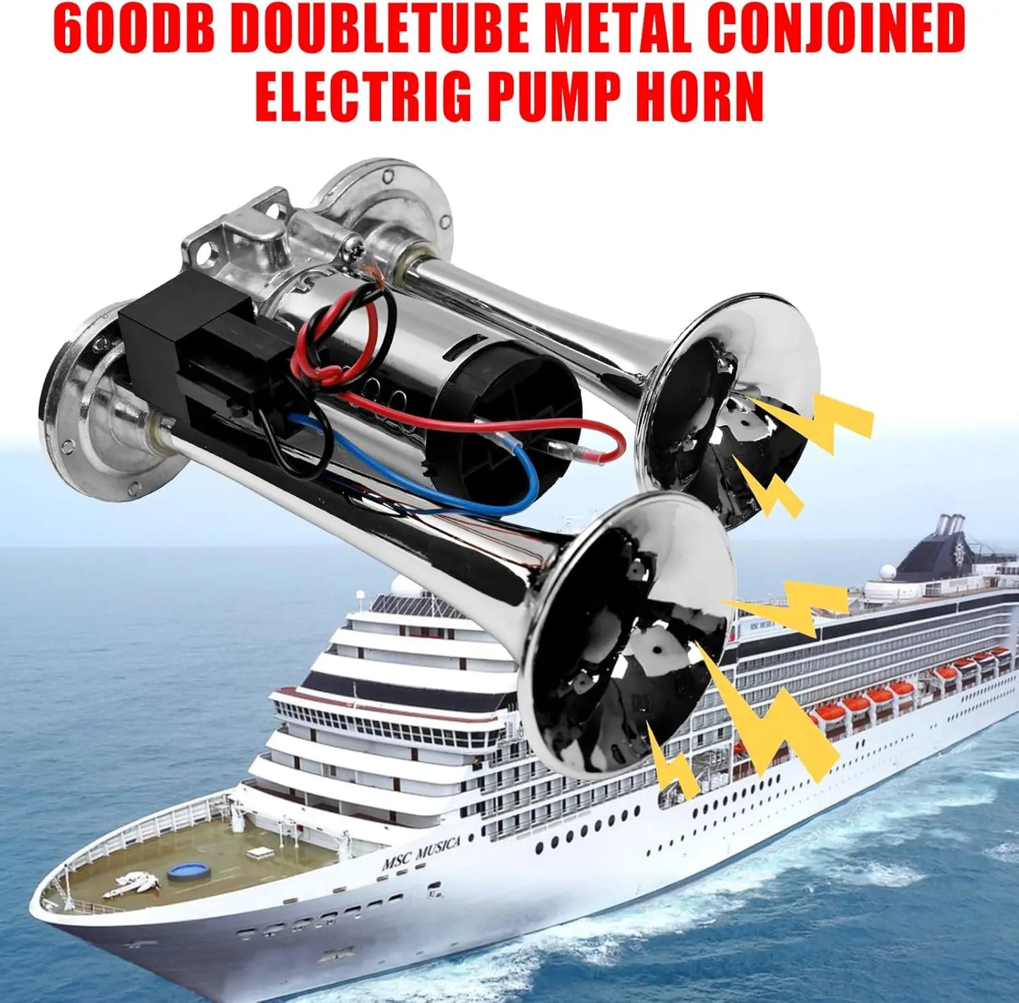 AAZRZRZ 12V Boat air horn, 600DB double horn Super loud