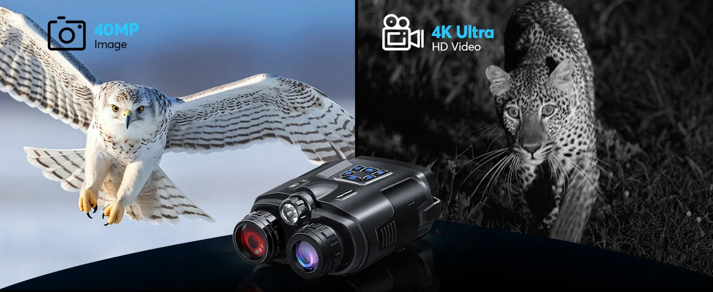 4K Night Vision Binoculars 3inch Screen 8X Digital Zoom With Tactical Light
