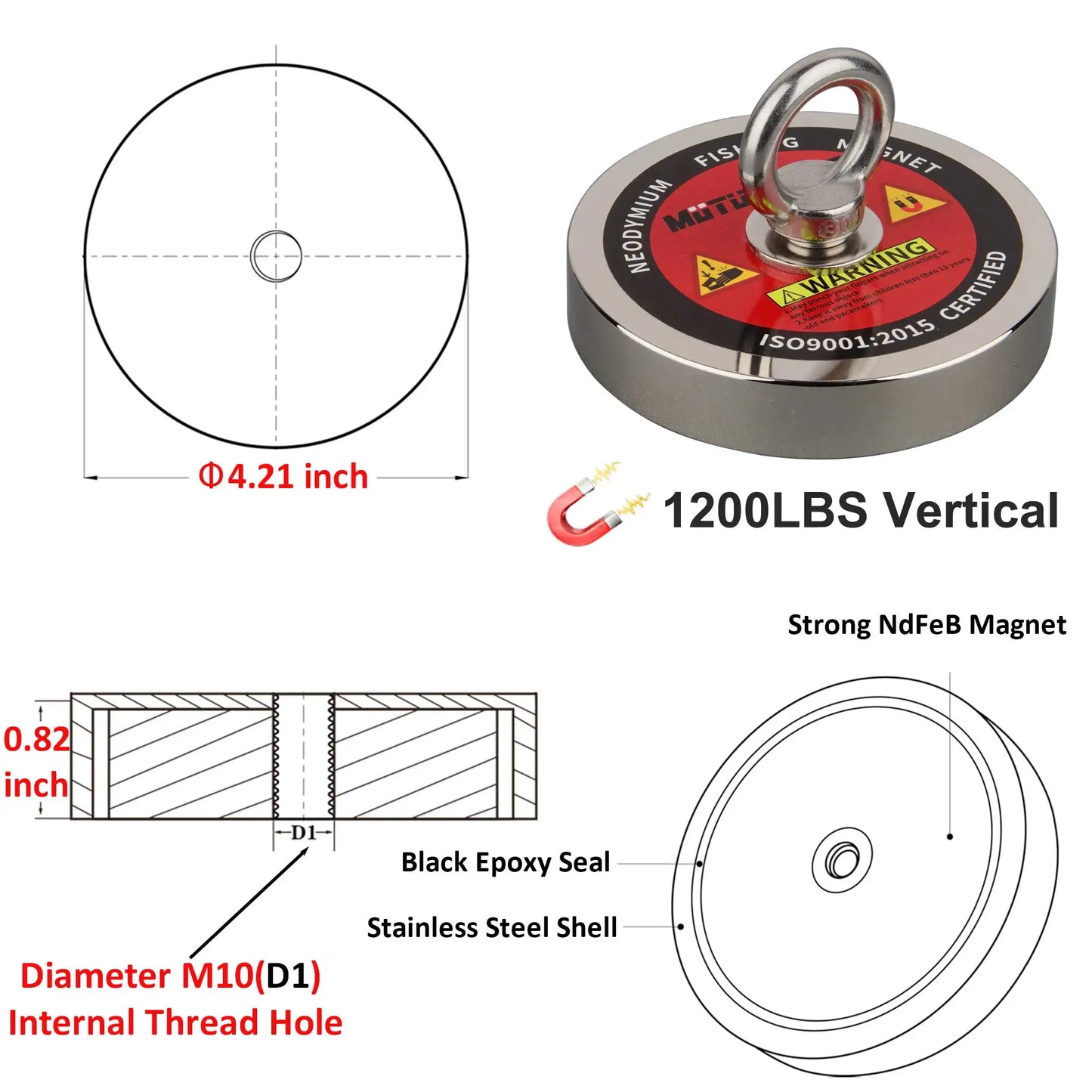 550KG Strong Magnet Fishing Salvage Neodymium Magnet