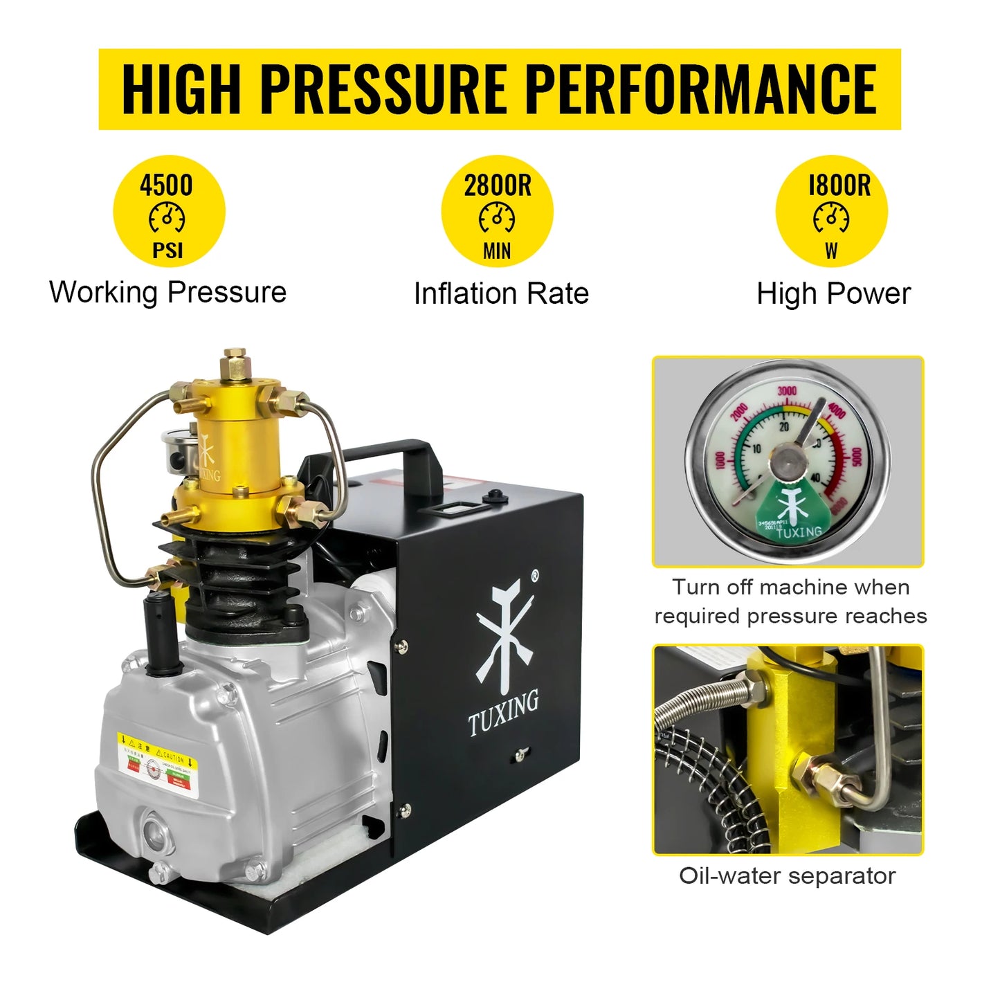 300Bar 1800W PCP Air Compressor 4500PSI Electric High Pressure