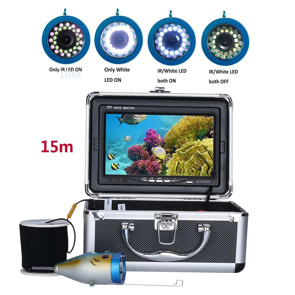 MAOTEWANG 7inch Fishfinder Underwater Fishing Camera Double Lamp 30LEDs 15M 30M 50M Waterproof For ICE/Sea/River Fishing