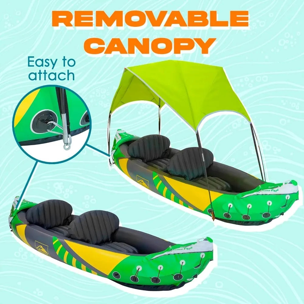 2 Person Inflatable Kayak with Exclusive Sun Canopy