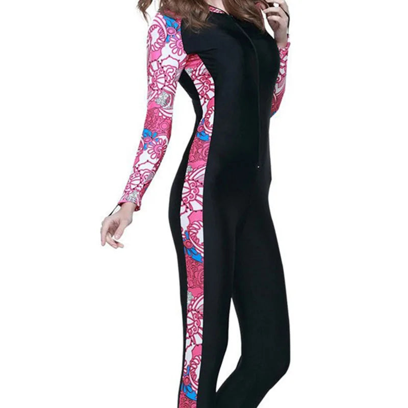 Women Wetsuit Hood Diving Suit Swimwear Full Body Snorkeling