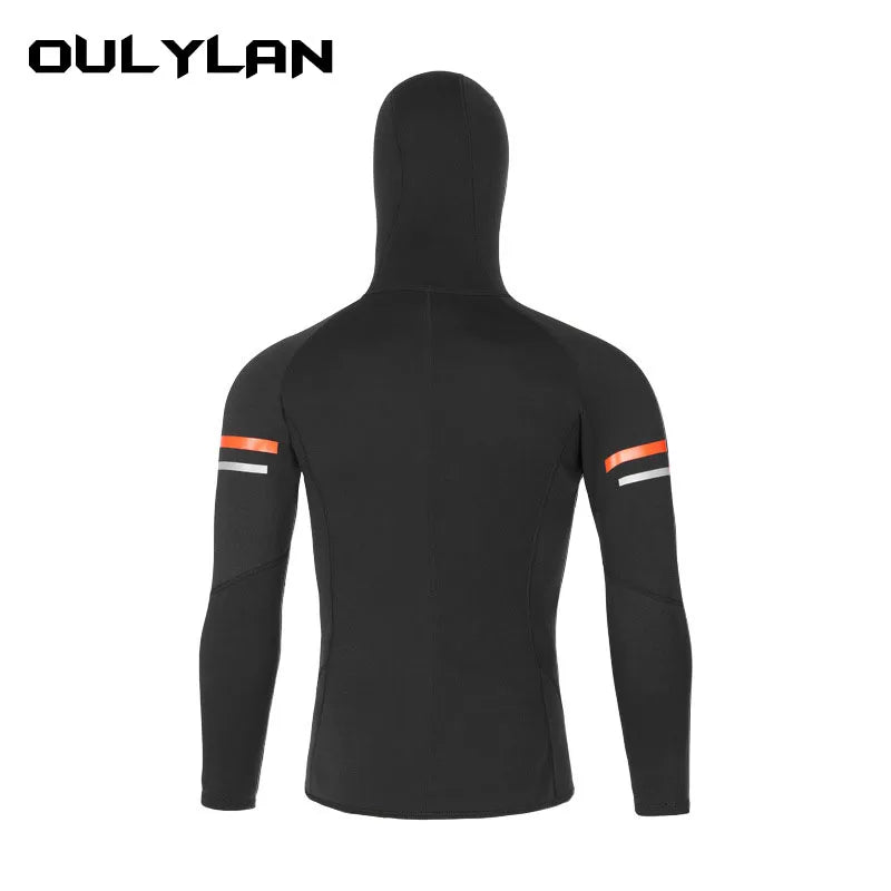 Men's 1.5mm Wetsuit Diving Jacket with Hood Front Zip Surfing Suit