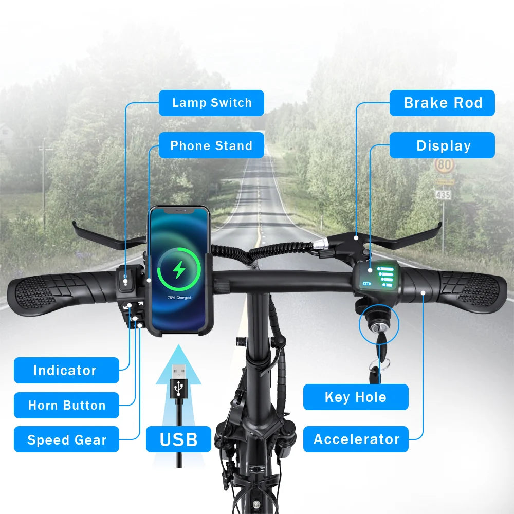 Electric Bike for Adults 600W Peak Motor, 20 mph Folding