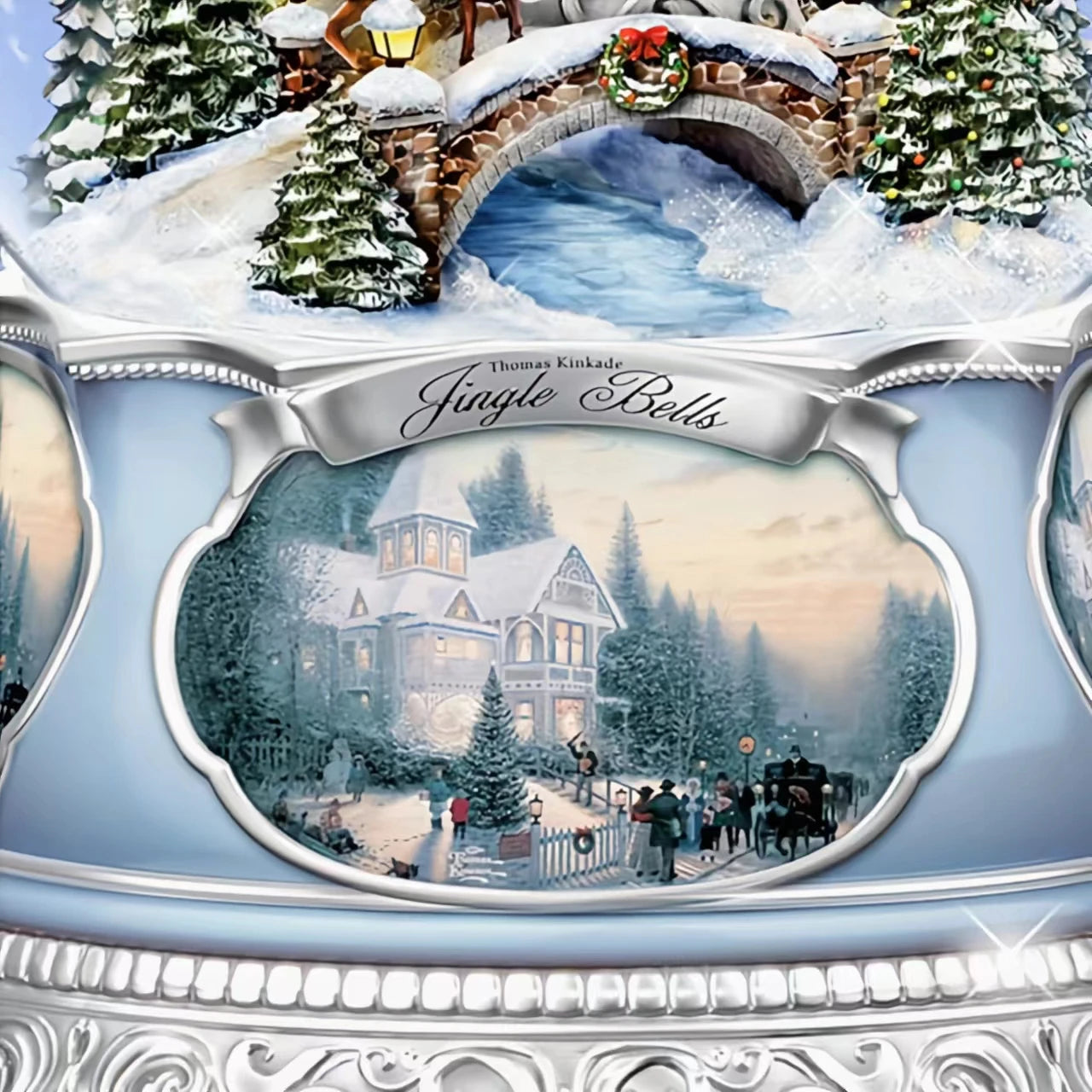 The Bradford Exchange Thomas Kinkade Jingle Bells Christmas Musical Snowglobe