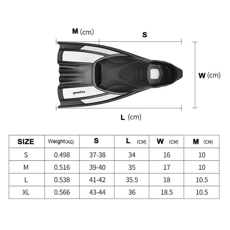 Swimming Diving Fins Rubber Snorkeling Professional Flexible