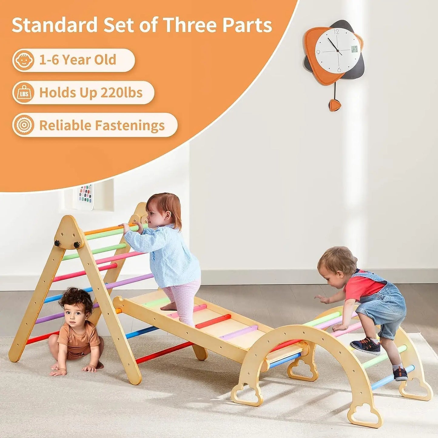 5 in 1 Pikler Triangle Set Wooden Montessori Climbing Set