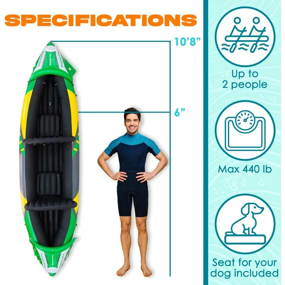 2 Person Inflatable Kayak with Exclusive Sun Canopy