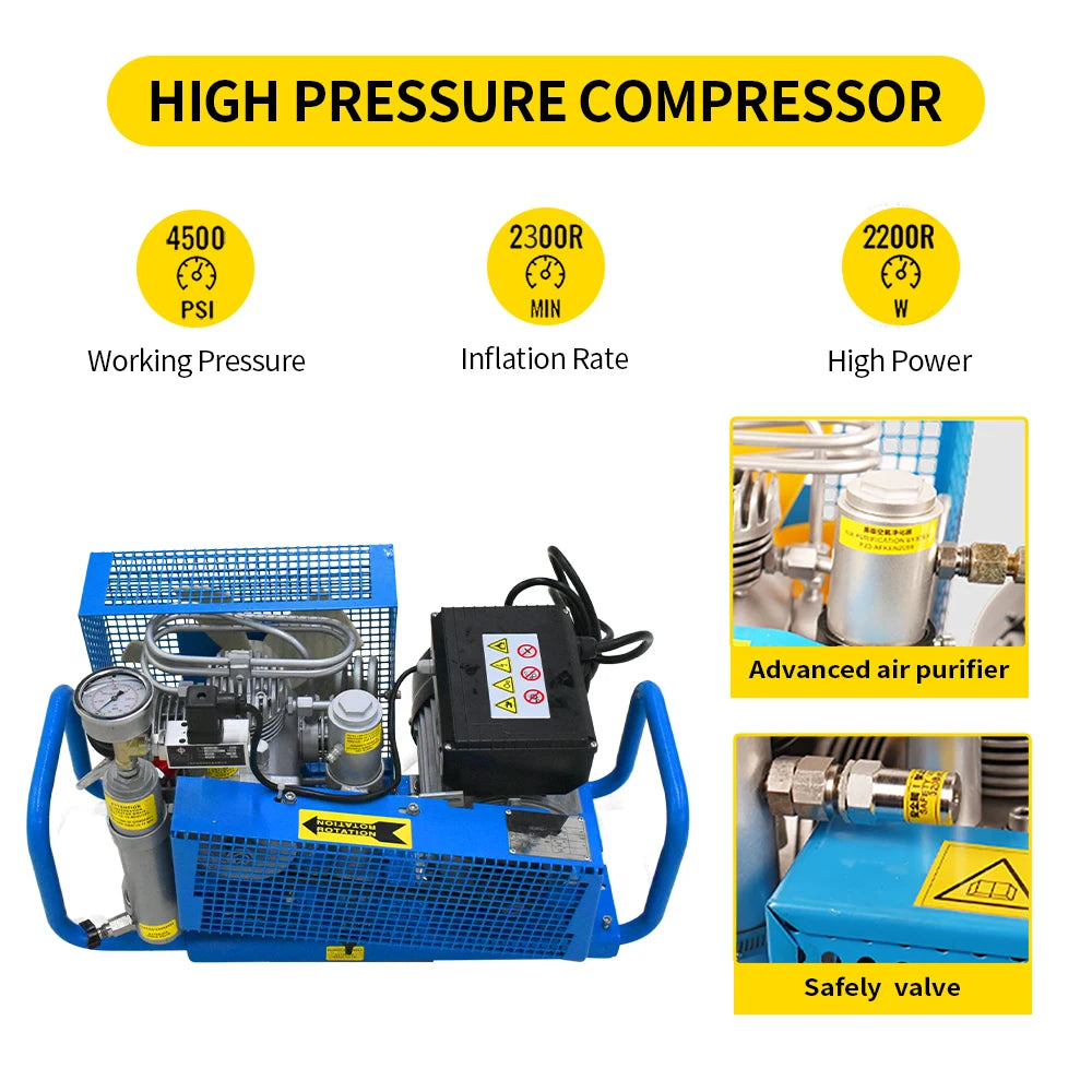 TUXING TXESB041 4500PSI 300Bar 100L/min Diving PCP Air Compressor High Pressure