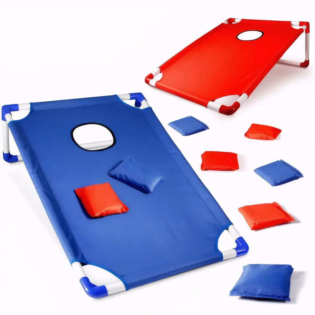 Portable Cornhole Board Set with 3 Red 3 Blue Bags Outdoor Toss Game Set Corn Hole