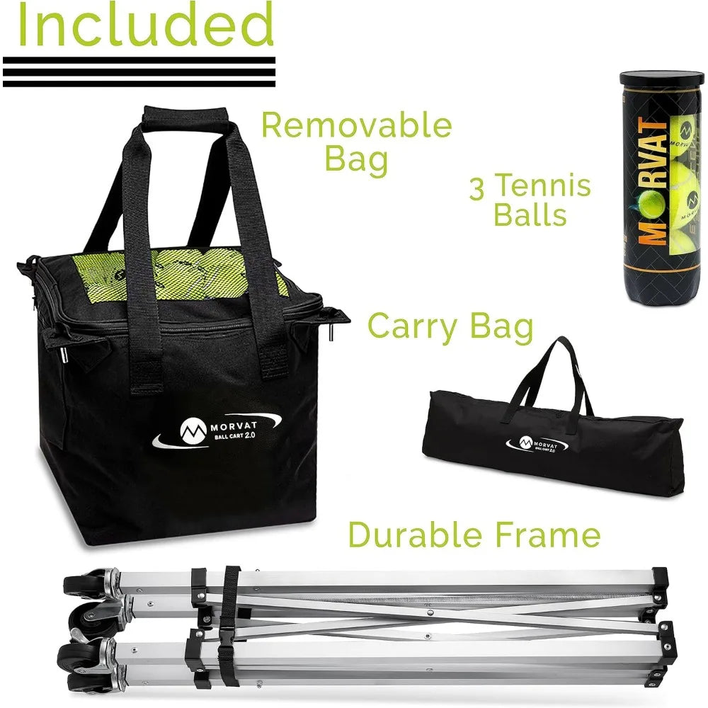 Heavy-Duty Pro Tennis Ball Cart 2.0, Holds 165 Tennis Balls