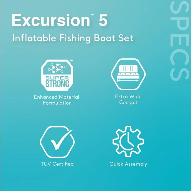Excursion Inflatable Boat Series:Deluxe 54in Boat Oars and High-Output Pump