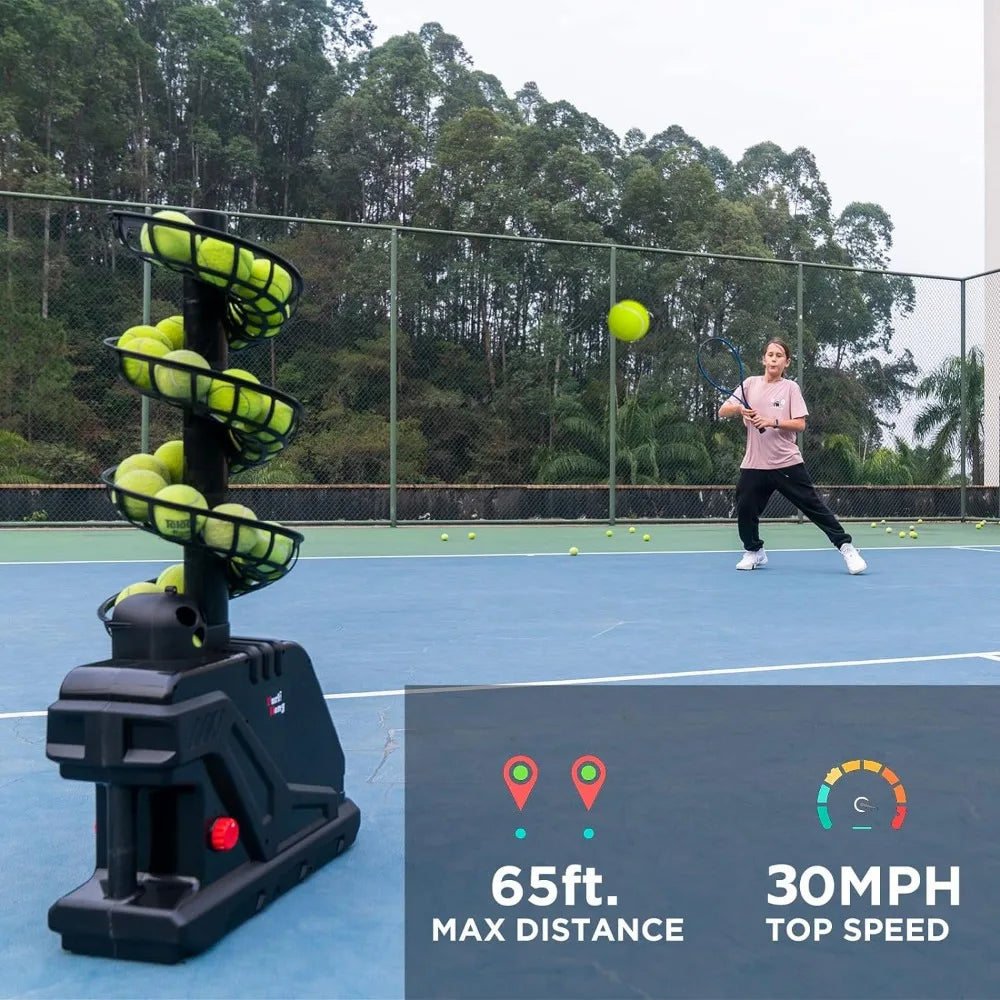Tennis Ball Machine, Max 30 MPH, Adjustable Launching Angle and Interval