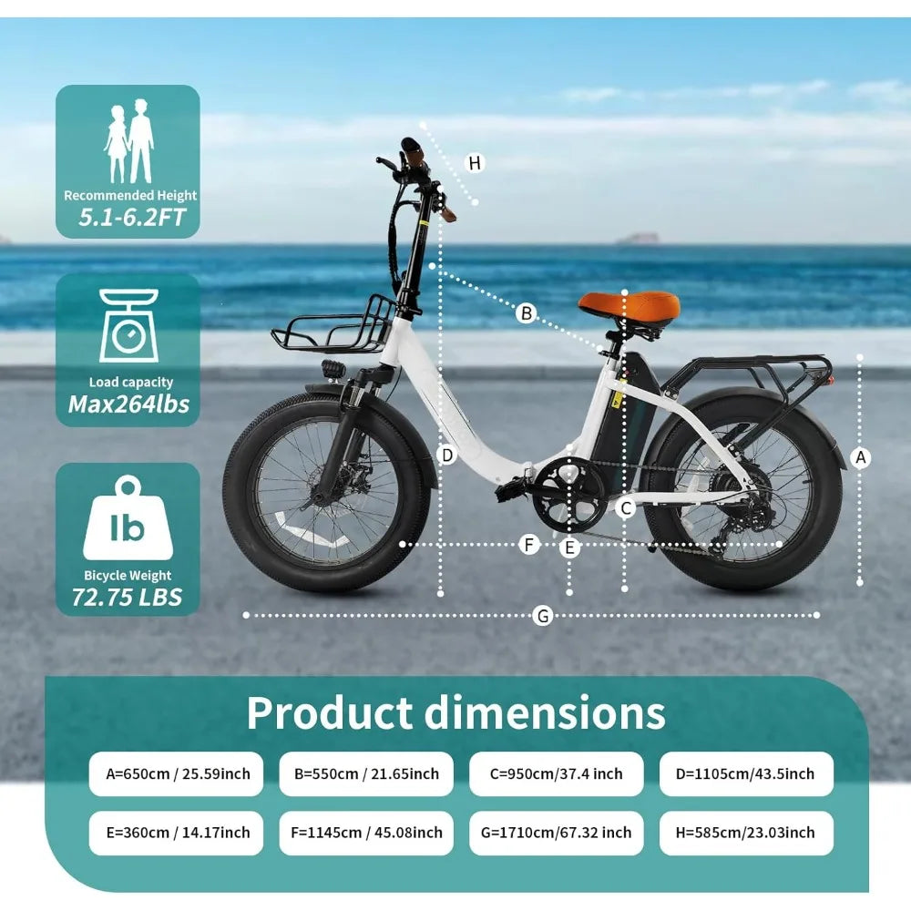 Electric Bike for Adults, 20" Ultra Light Foldable Electric Bike
