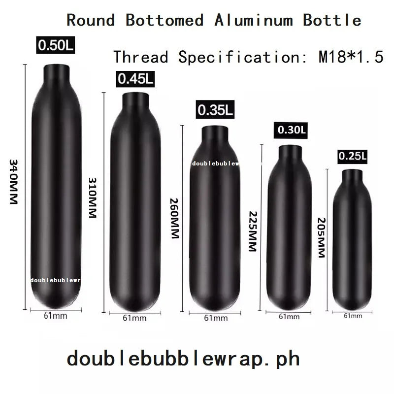 0.25L-0.5L Round Bottomed Aluminum Bottle M18*1.5 Thread Tank Cylinder Diving