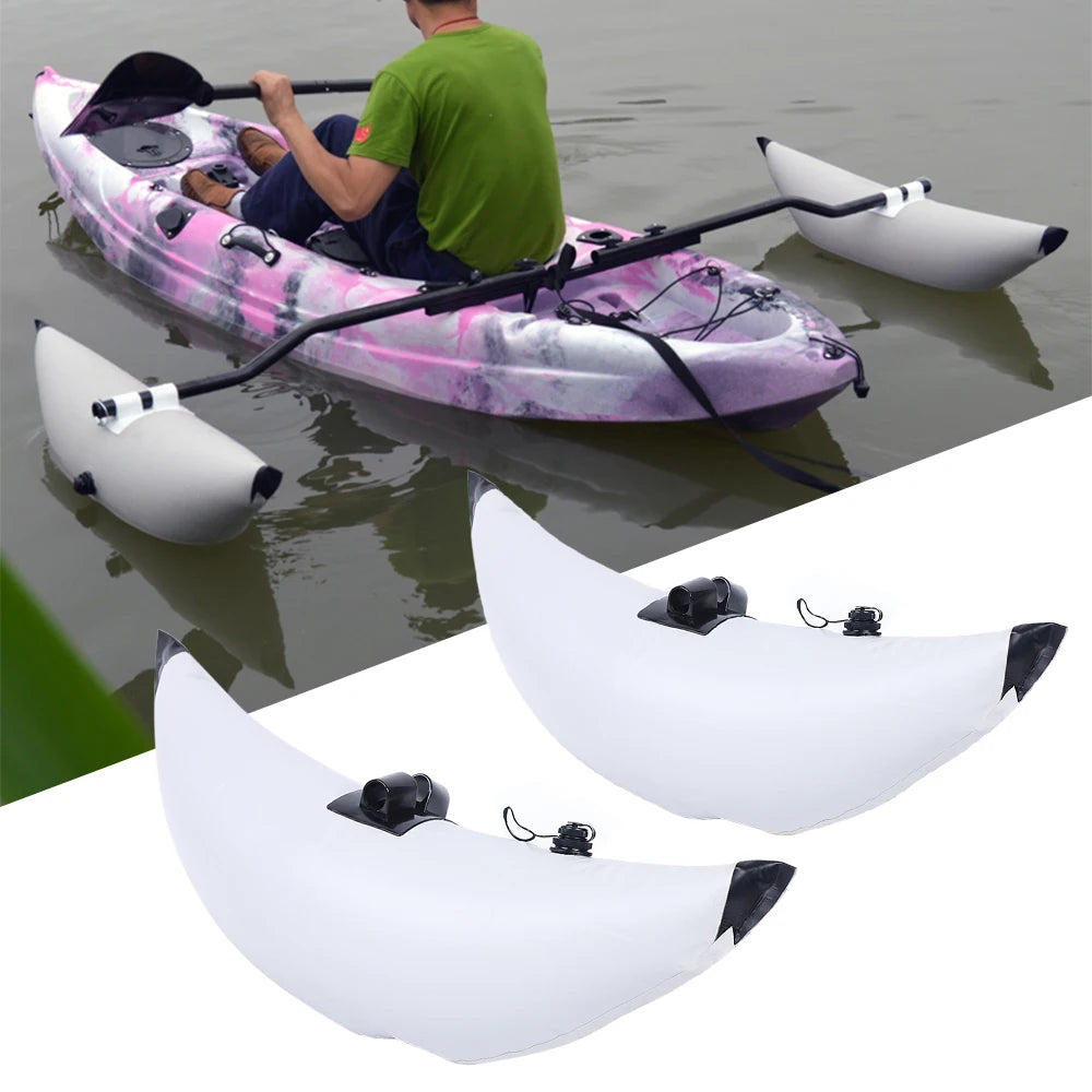 2pcs Inflatable Boat Water Buoyant Float Premium PVC Outrigger Canoe