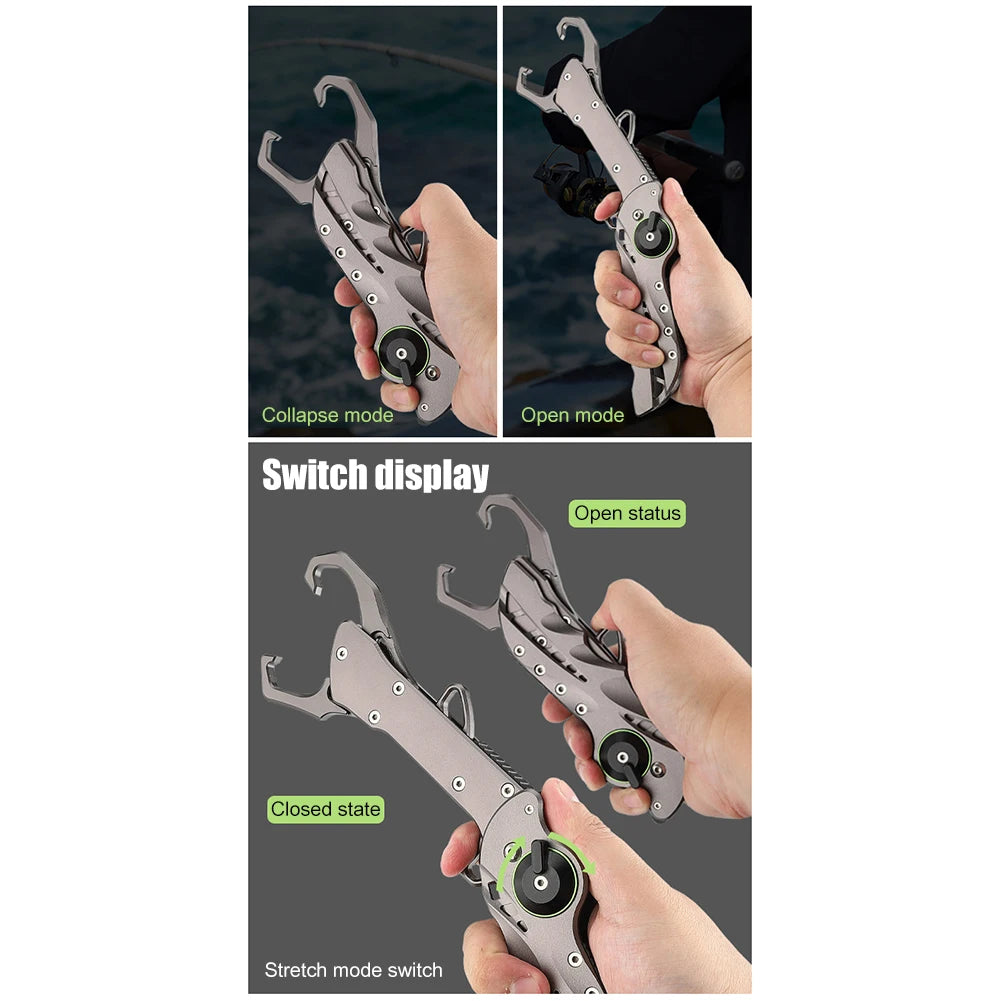Fishing Line Cutter with Retention Rope Foldable Fish Controller Multifunctional Portable Fish Clamp Fishing Tools Tackle