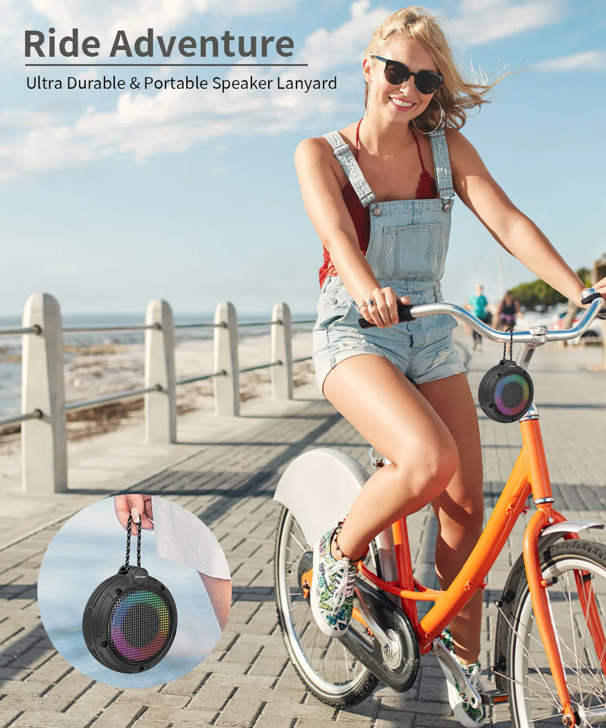 2024 Bluetooth Speaker with RGB Light, IPX7 Waterproof Portable Shower Speaker w/HD Sound