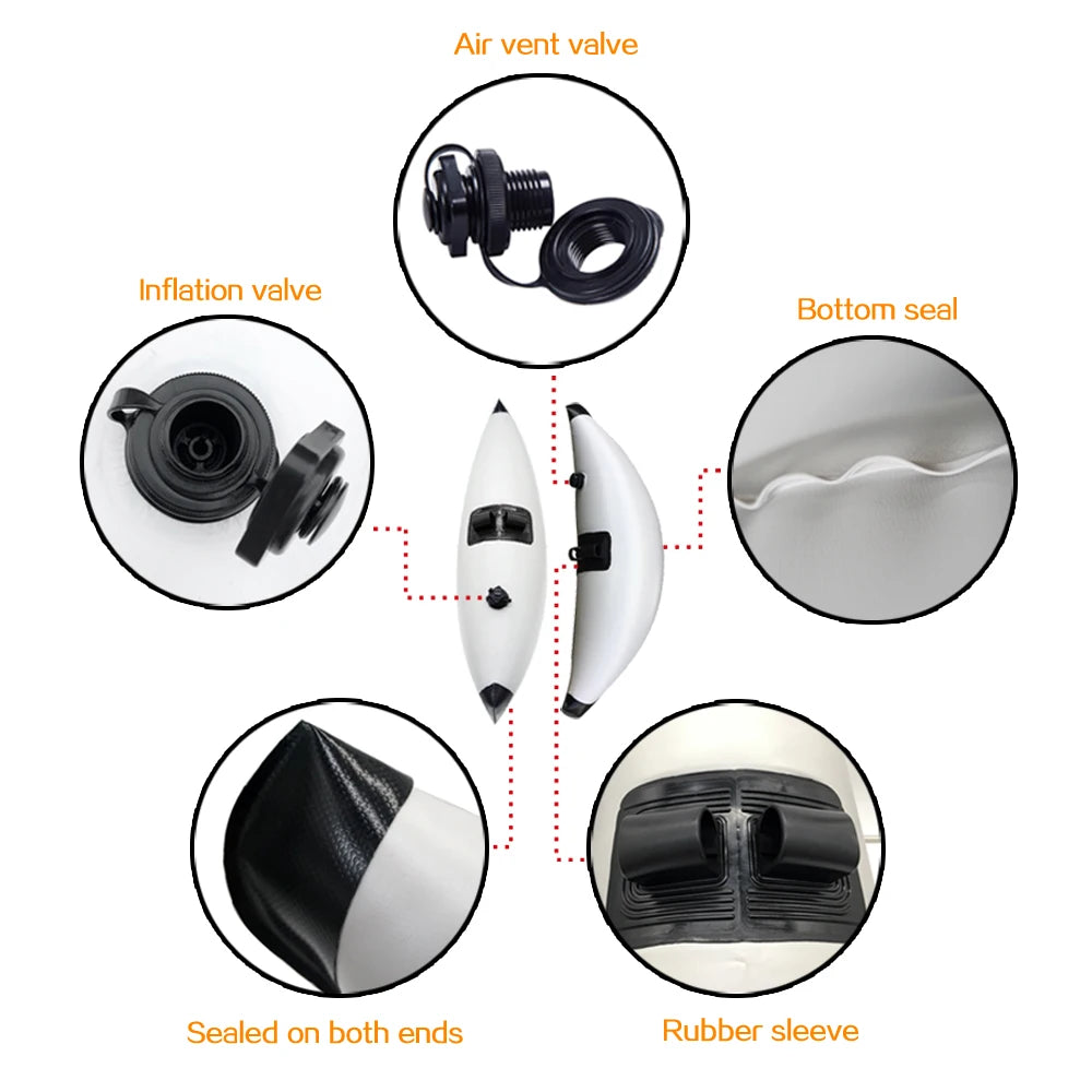 2pcs Inflatable Boat Water Buoyant Float Premium PVC Outrigger Canoe