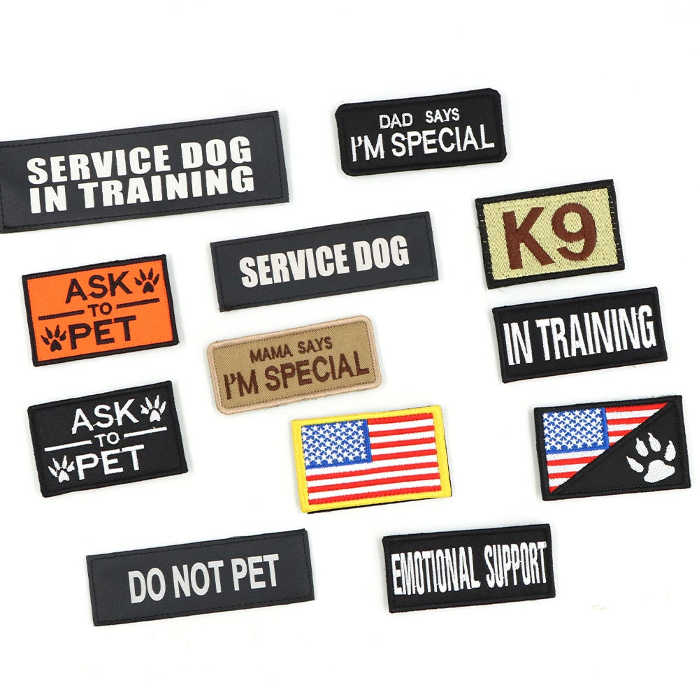 Military Large Dog Harness Collar Leash Bags Patches
