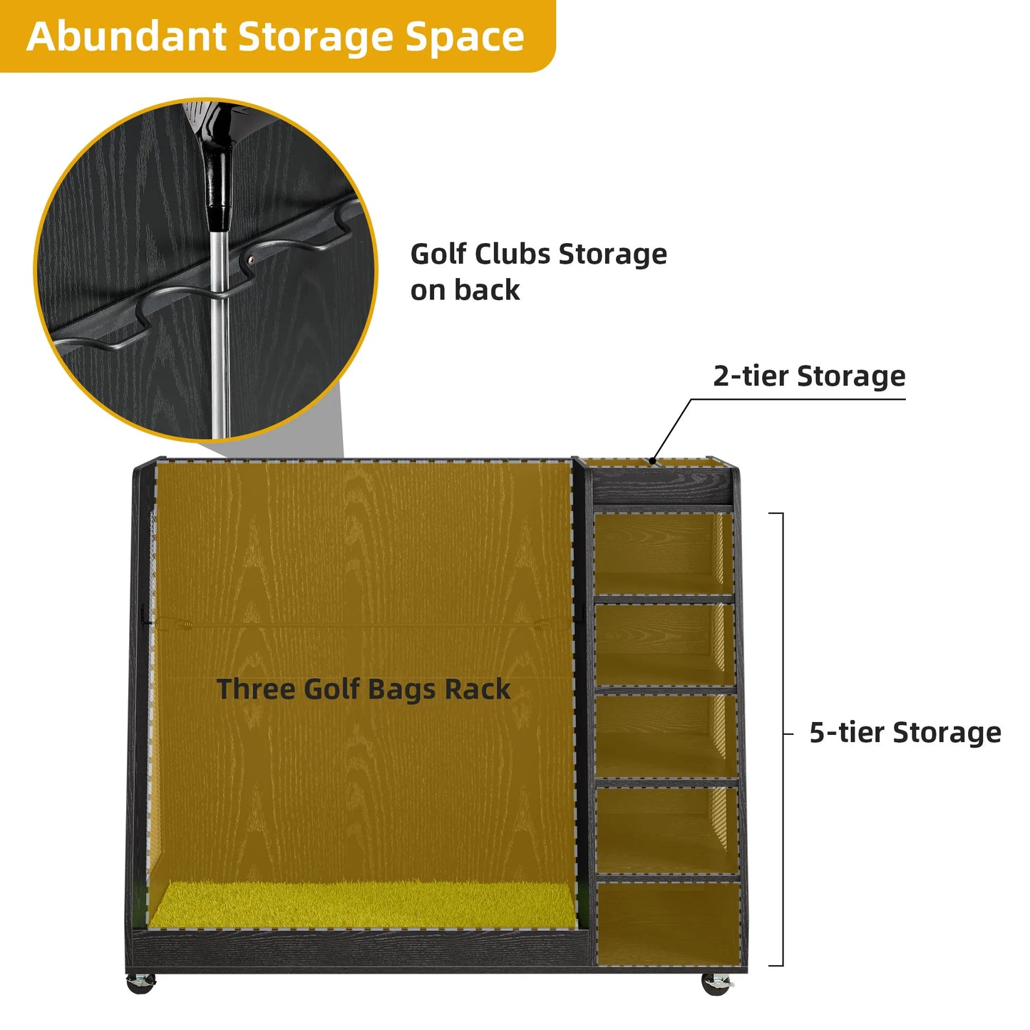 Wooden Large Golf Bag Storage Rack Holder