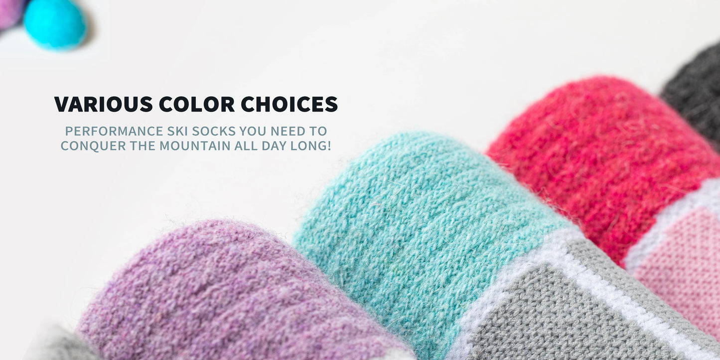 3 Pairs of Merino Wool Ski Socks for Women and Men, Warm Winter Knee High Socks,