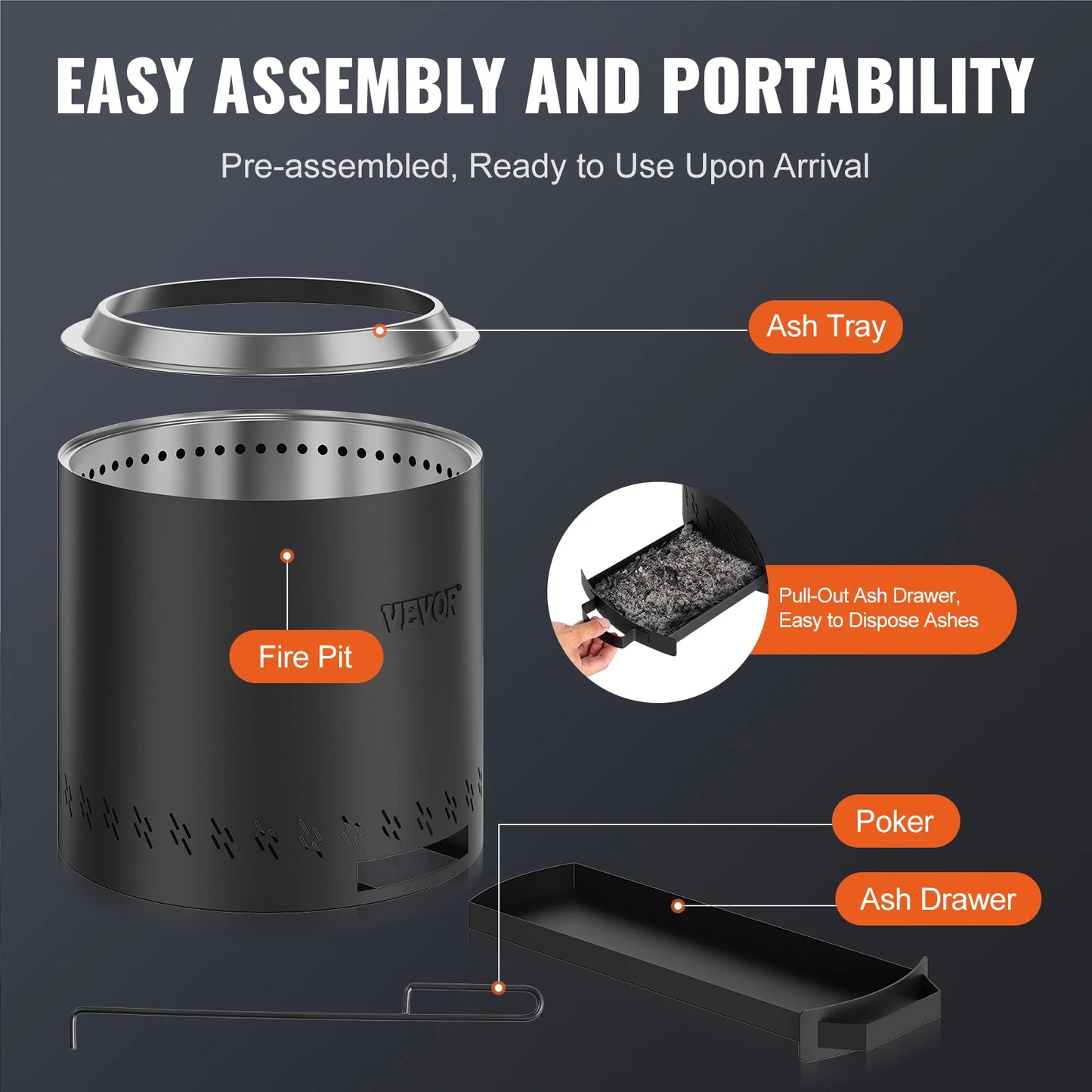 VEVOR Smokeless Fire Pit Stove Bonfire Wood Burning Fireplaces with