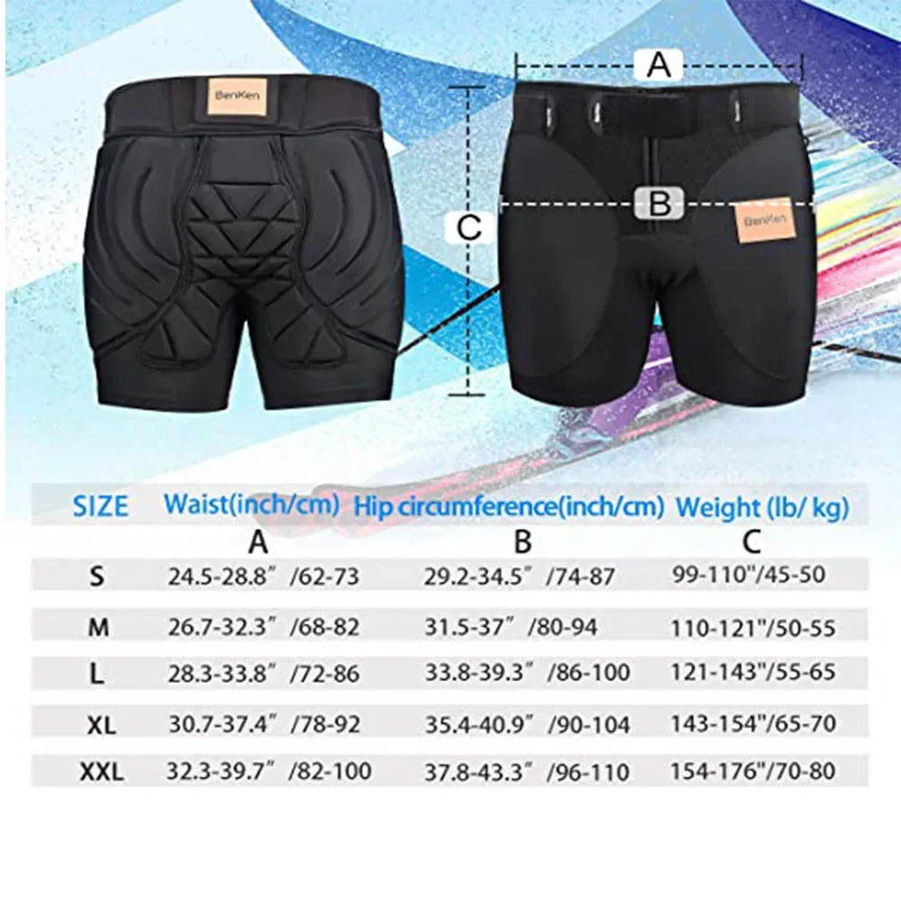 Skating Ski Butt Pads Snowboarding Impact Shorts Hip Protecto