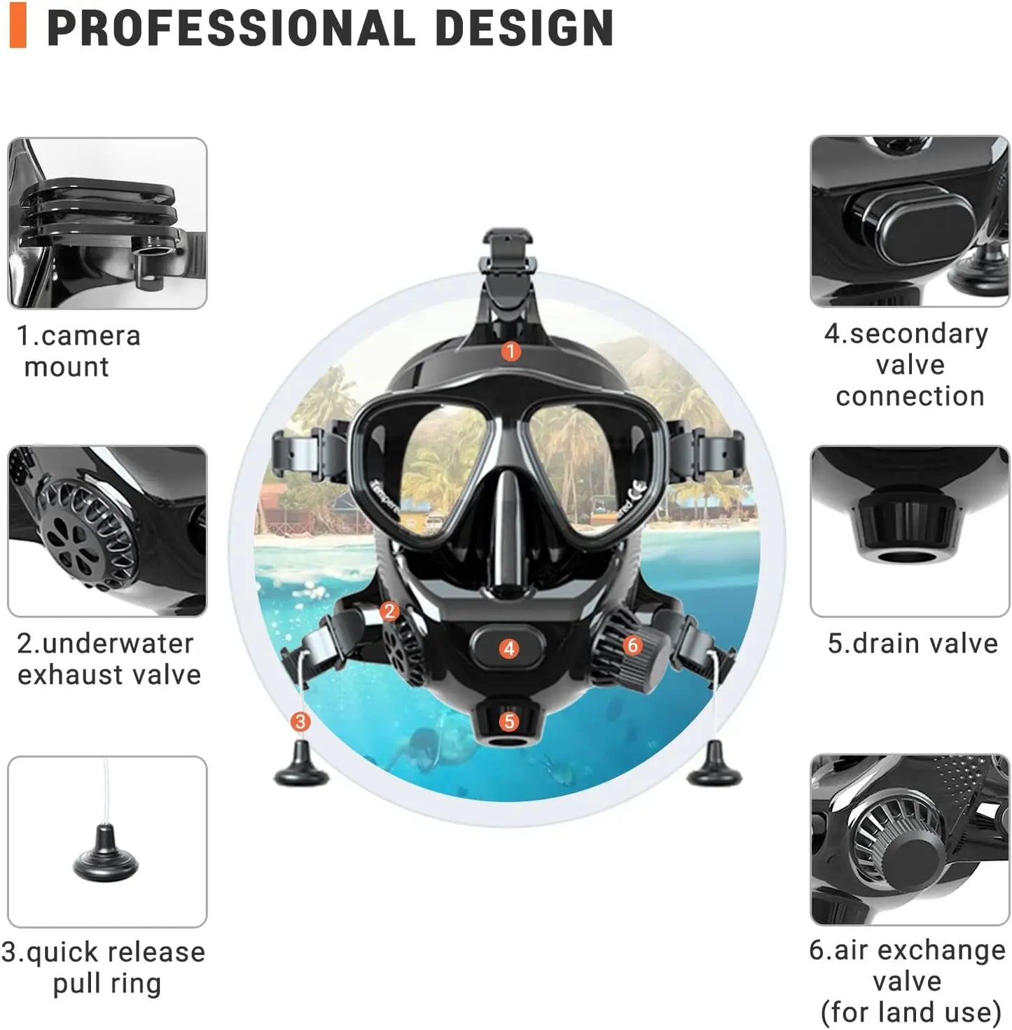 Full Face Dive Mask Support Diving Snorkeling, Full Face Snorkel Mask