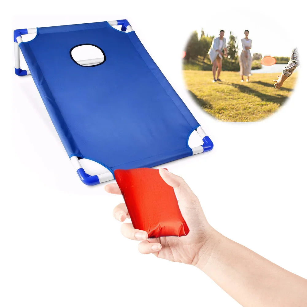 Portable Cornhole Board Set with 3 Red 3 Blue Bags Outdoor Toss Game Set Corn Hole