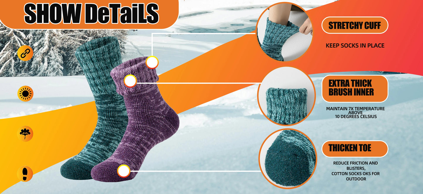 3 Pairs of Wool Warm Winter Socks Hiking Socks