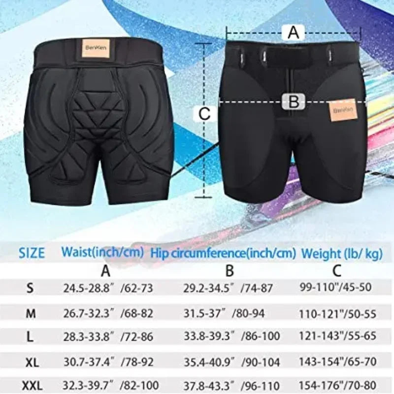 Skating Ski Butt Pads Snowboarding Impact Shorts Hip Protecto
