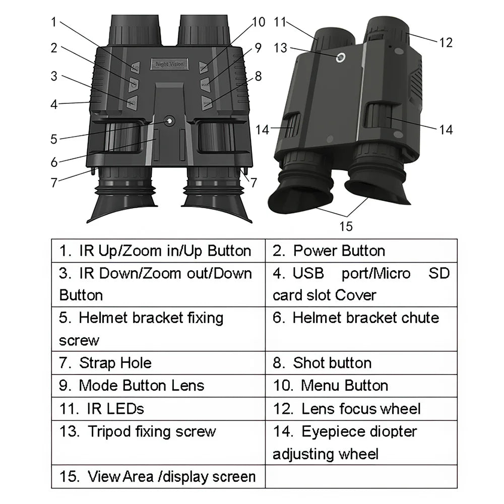 Night Vision Binoculars 3D HD 1080P Infrared Digital Hunting Telescop