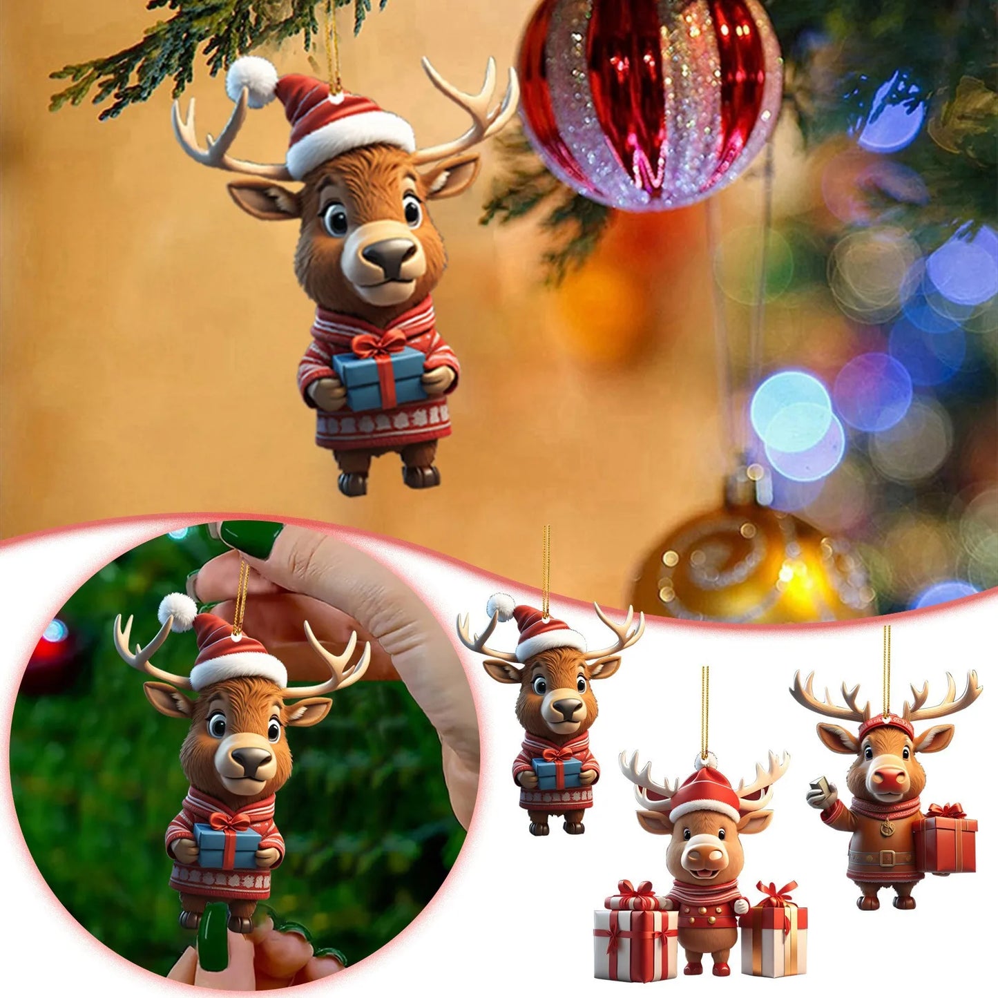 Christmas Cartoon Deer Hanging Ornament Christmas Tree Pendant