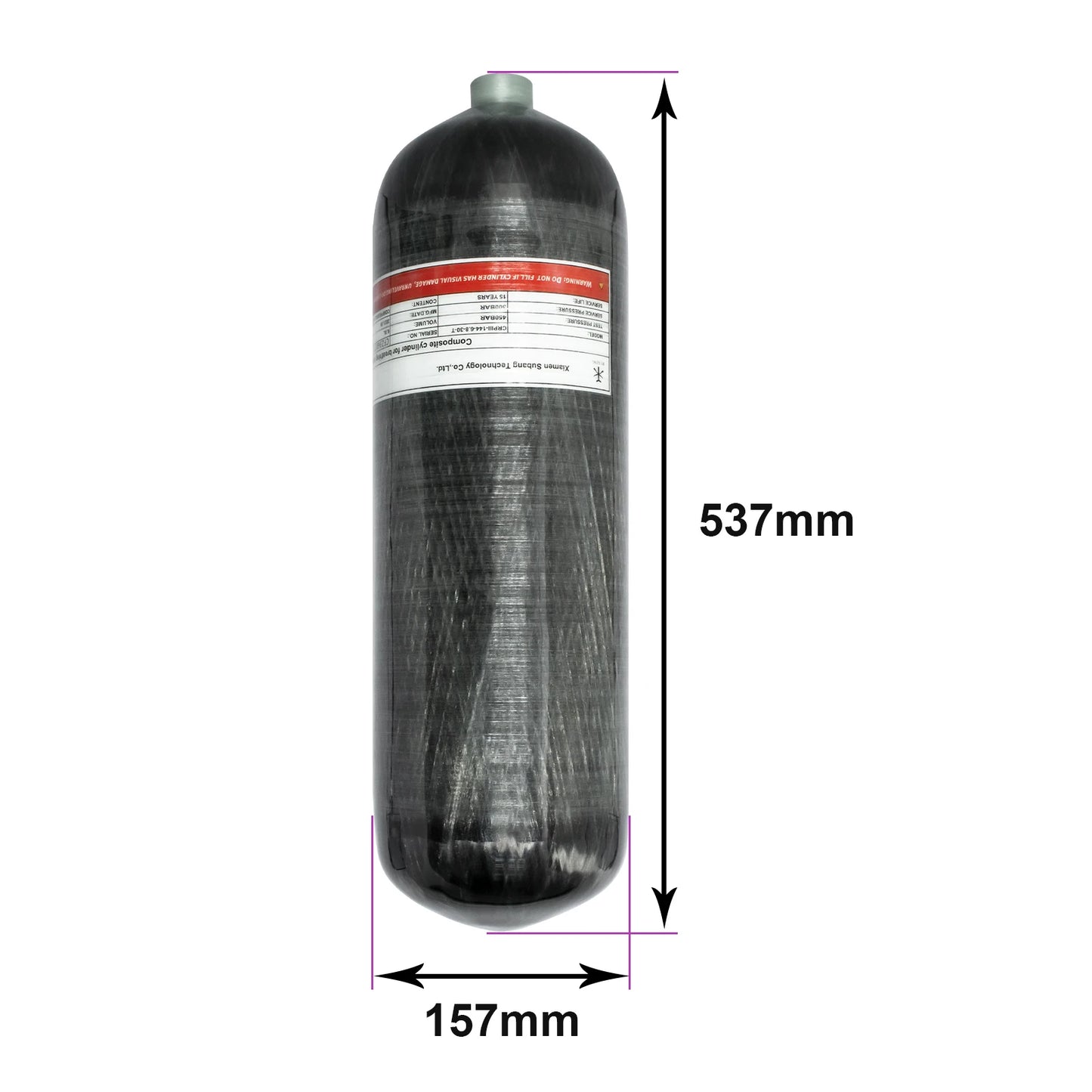 TUXING 4500Psi 300Bar 6.8L Carbon Fiber Cylinder High Pressure Air Tank