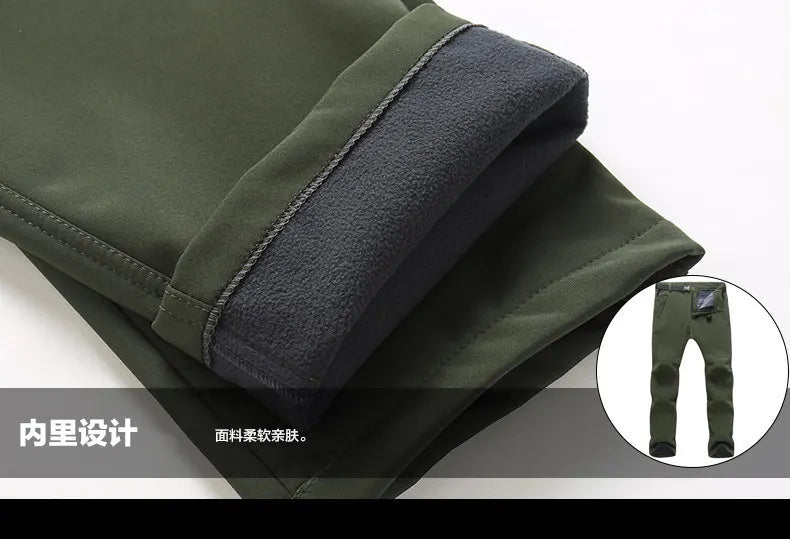 New Warm Winter Men Soft Shell Pants Travel Waterproof Outdoor