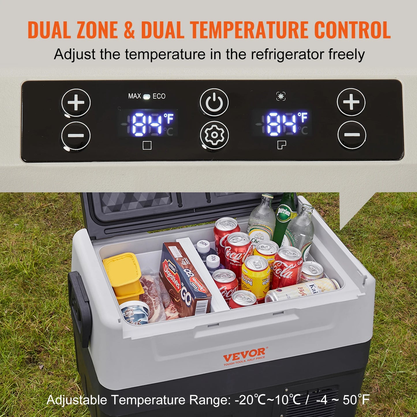 VEVOR 38L-53L Car Refrigerator Portable Mulifunction Fridge Freezer