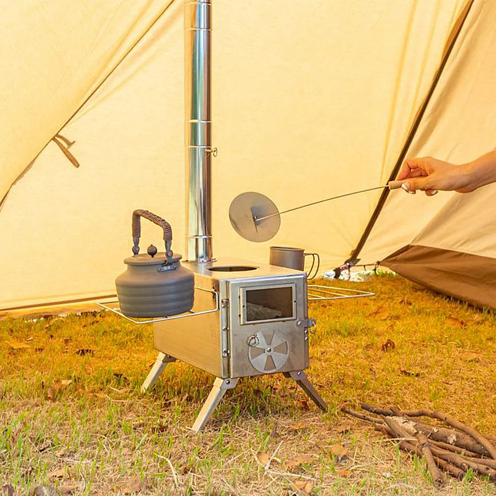 Winter Tent Fire Wood Heater Outdoor Brazier Camping Wood Stove Portable