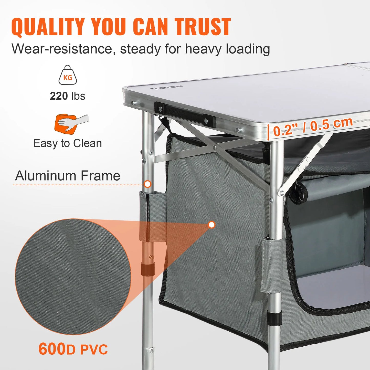 VEVOR Folding Picnic Table Kitchen Camping Cupboards Aluminum Suitcase