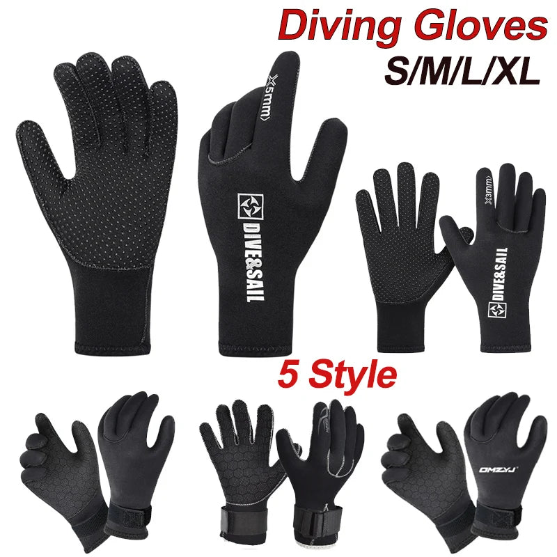 1pairs 3mm 5mm Neoprene Diving GlovesWear Resistant Underwater Swimming Gloves Snorkeling Gear