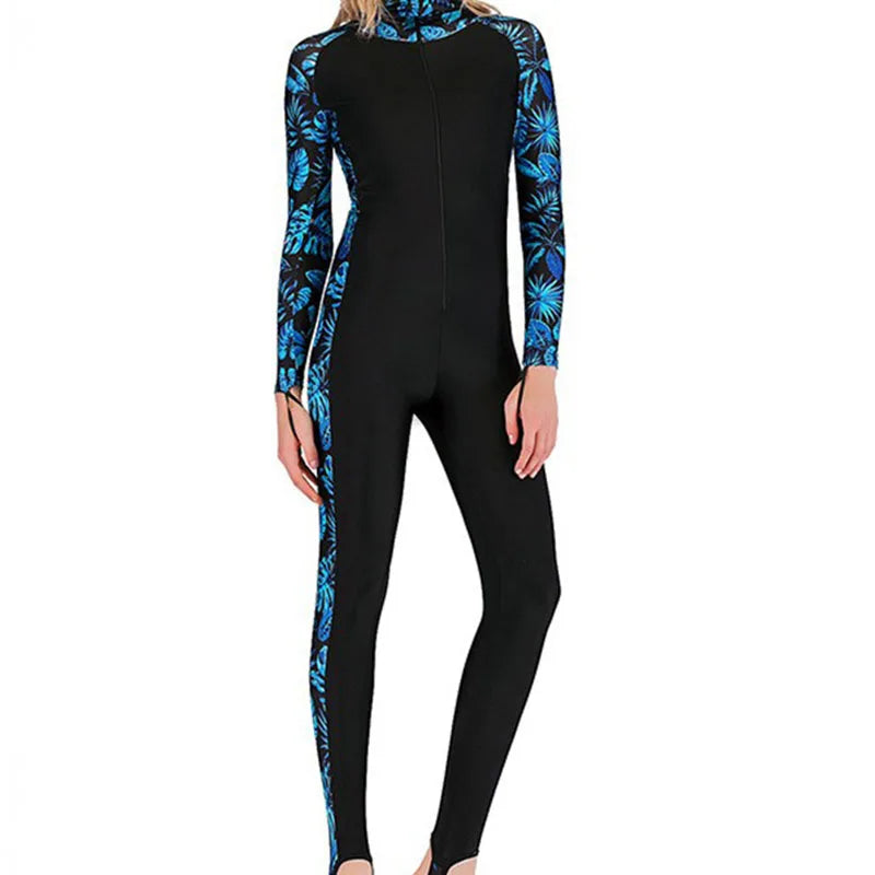 Women Wetsuit Hood Diving Suit Swimwear Full Body Snorkeling